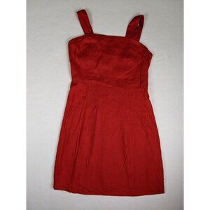 Halston Women's Dress Size 4 Red Linen Blend Sheath Sleeveless